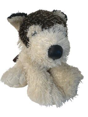 JAAG Plush Husky Dog Wolf Stuffed Animal Toy White & Brown Realistic Shaggy